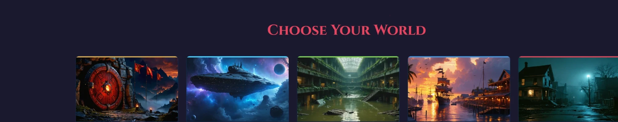 Five Unwritten Chronicles worlds to choose from